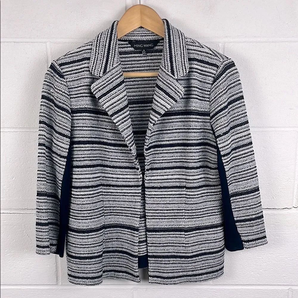 Ming Wang women’s textured knit tailored fit open jacket